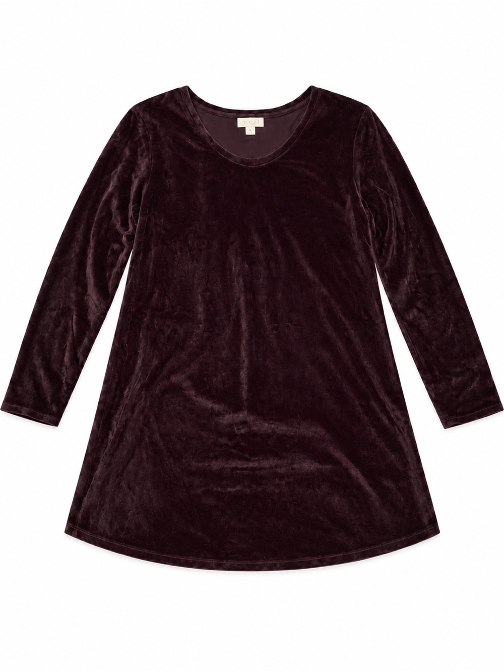 Pure Jill J.Jill Black/Plum Velour Long Sleeve Tunic Top Size S - Picture 3 of 5